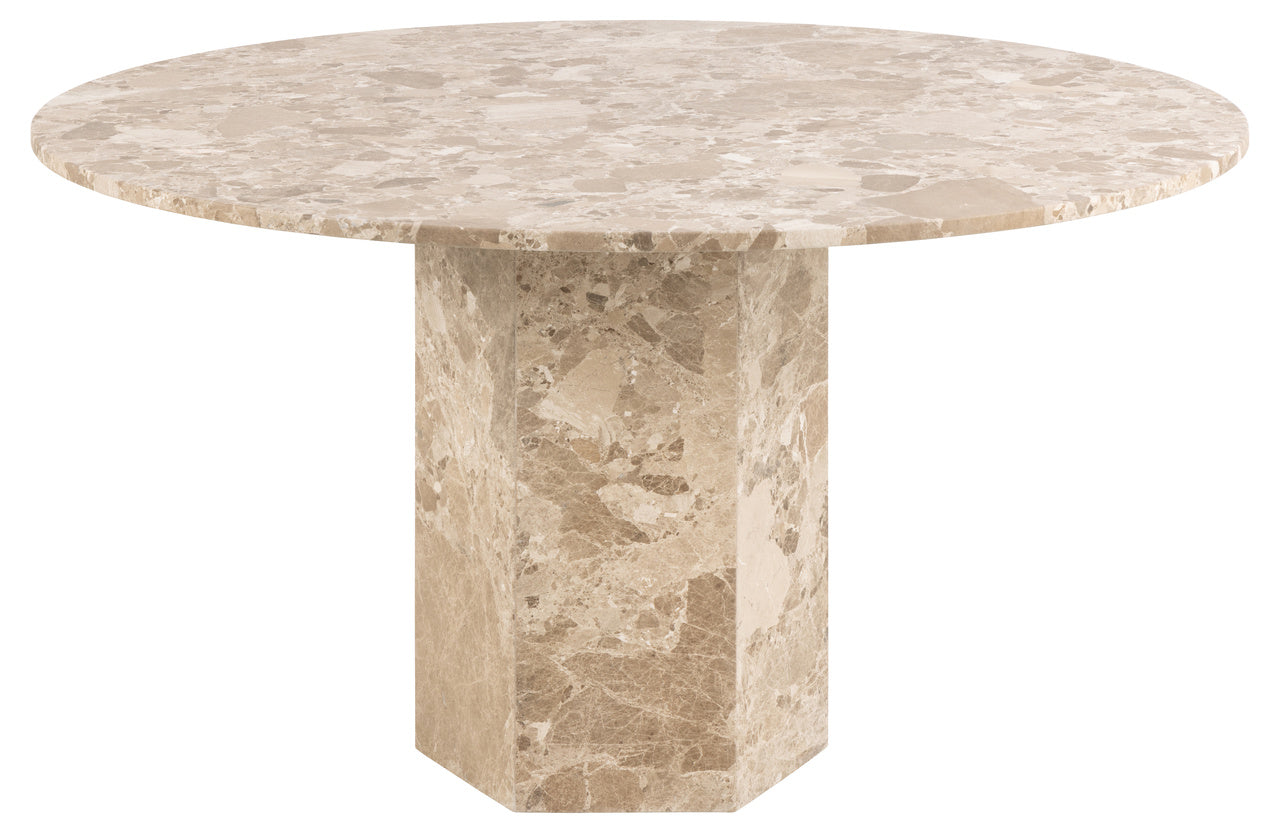 Naxos rundt spisebord, Ø130 cm - Marmor
