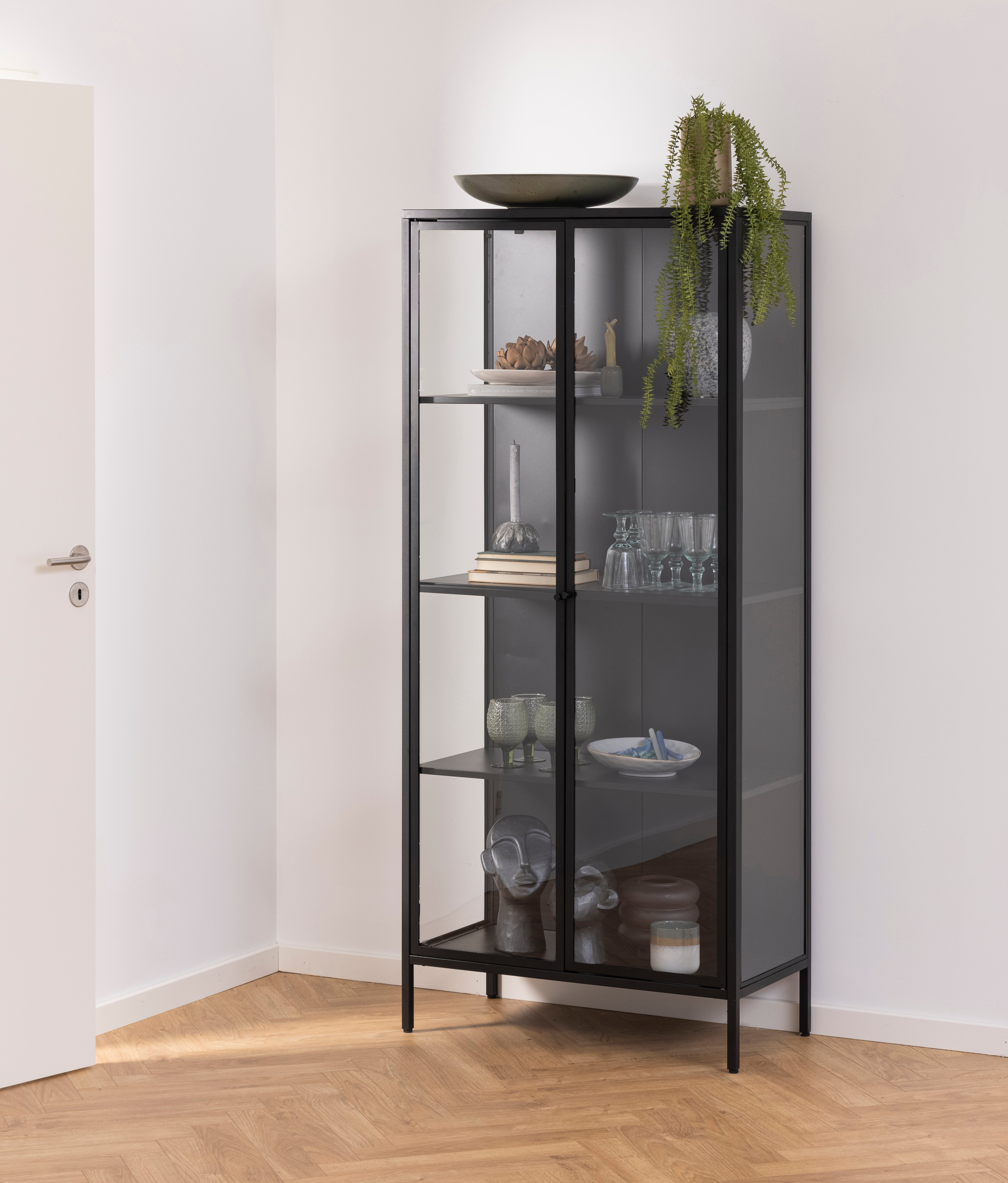 Ålvik Vitrineskab - Sort Metal / Glas,  80x40x180 cm