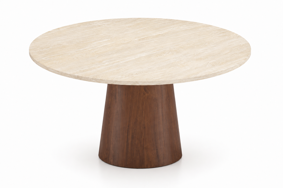 Athens Spisebord Ø120 cm | Mørkebrun / Marmor look