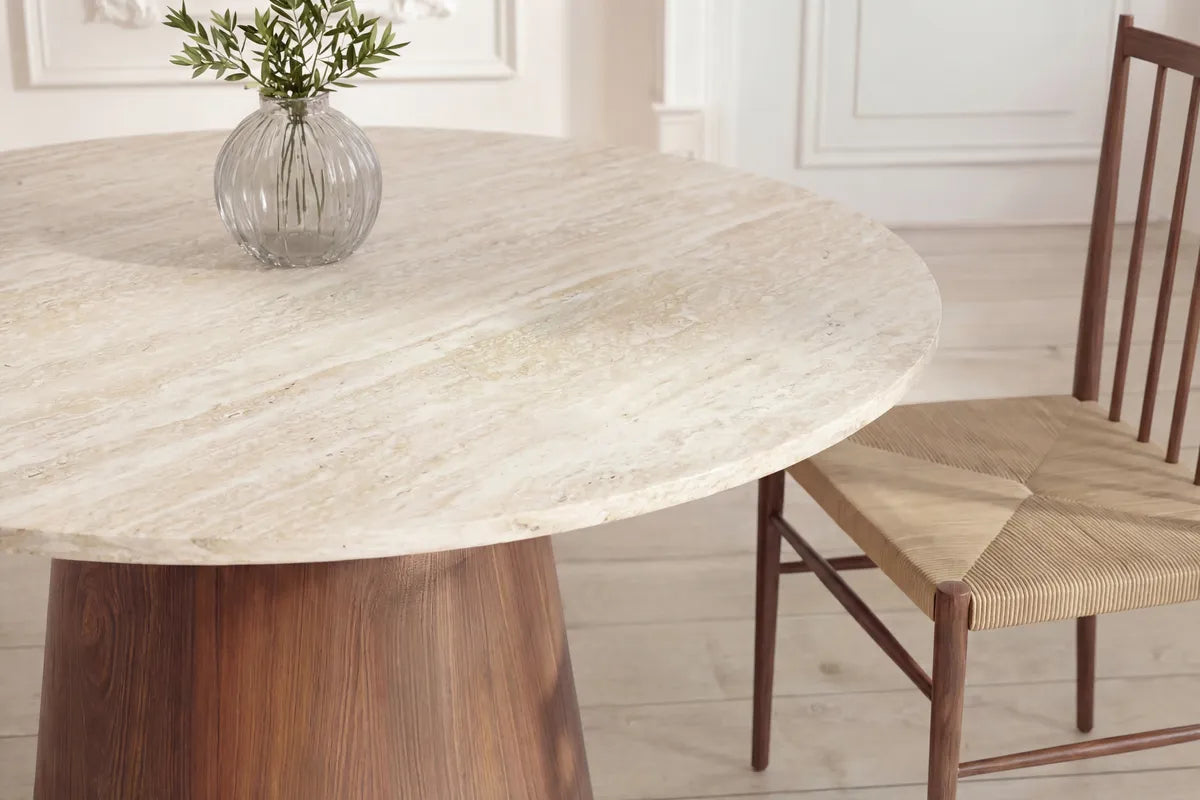 Athens Spisebord Ø120 cm | Mørkebrun / Marmor look