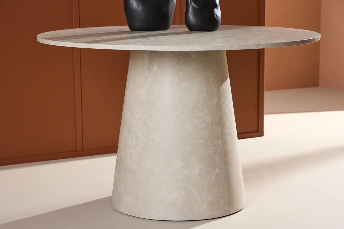 Rena Spisebord, Ø120 cm | Beige / Marmor look